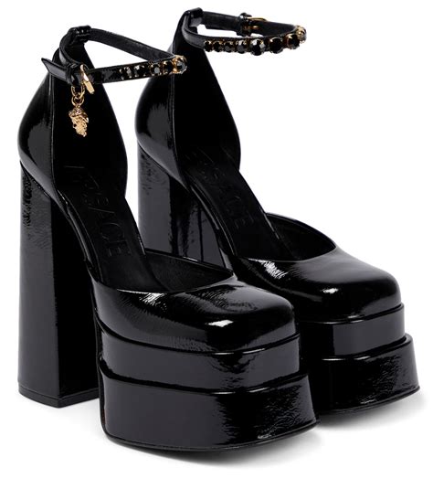 versace medusa black heels|Versace Medusa detail round heels.